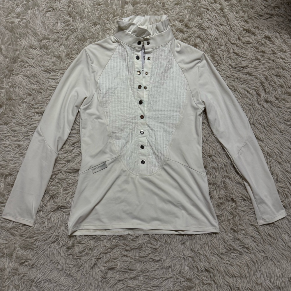 New Women’s Size 12 White HH Unique Long Sleeve Horseback Riding Show Shirt